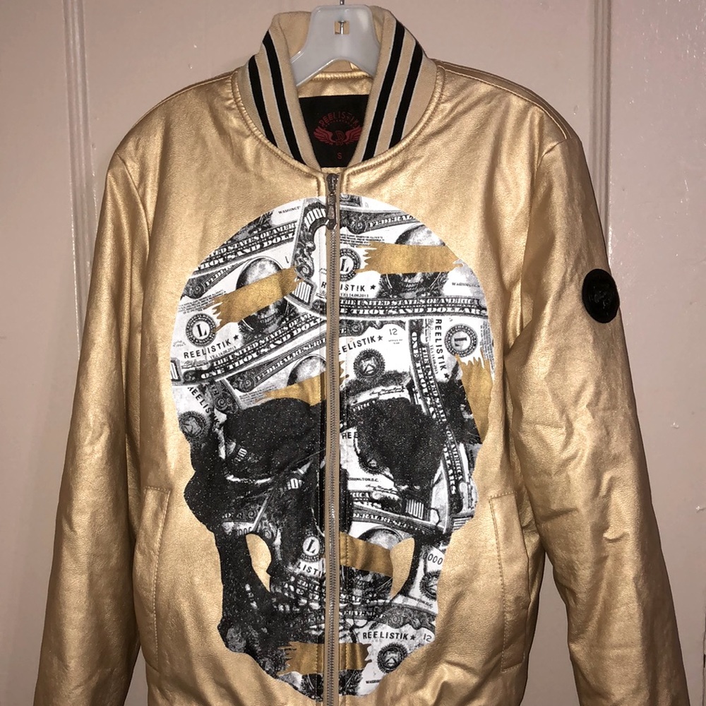 Reelistik Mens Bomber Jacket Gold Like New Worn Once NWOT